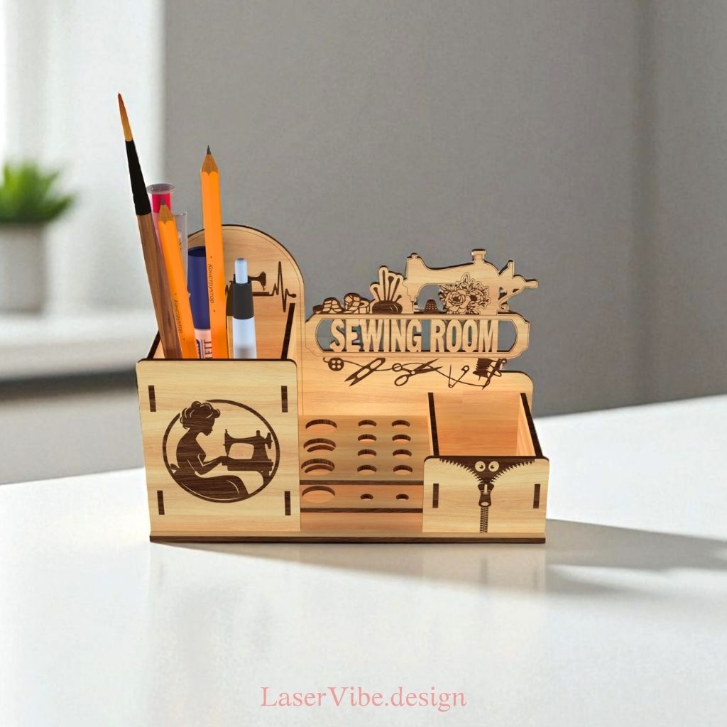 Kệ đựng bút chủ đề may mặc