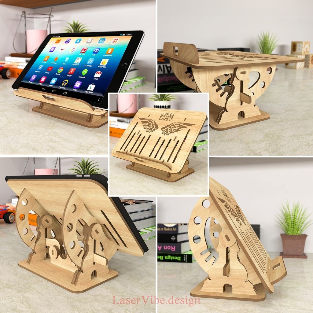 Giá đỡ máy tính bảng/sách bằng gỗ hình đôi cánh