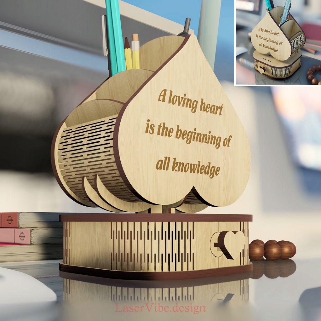 Hộp đựng bút hình trái tim xoay 360 độ