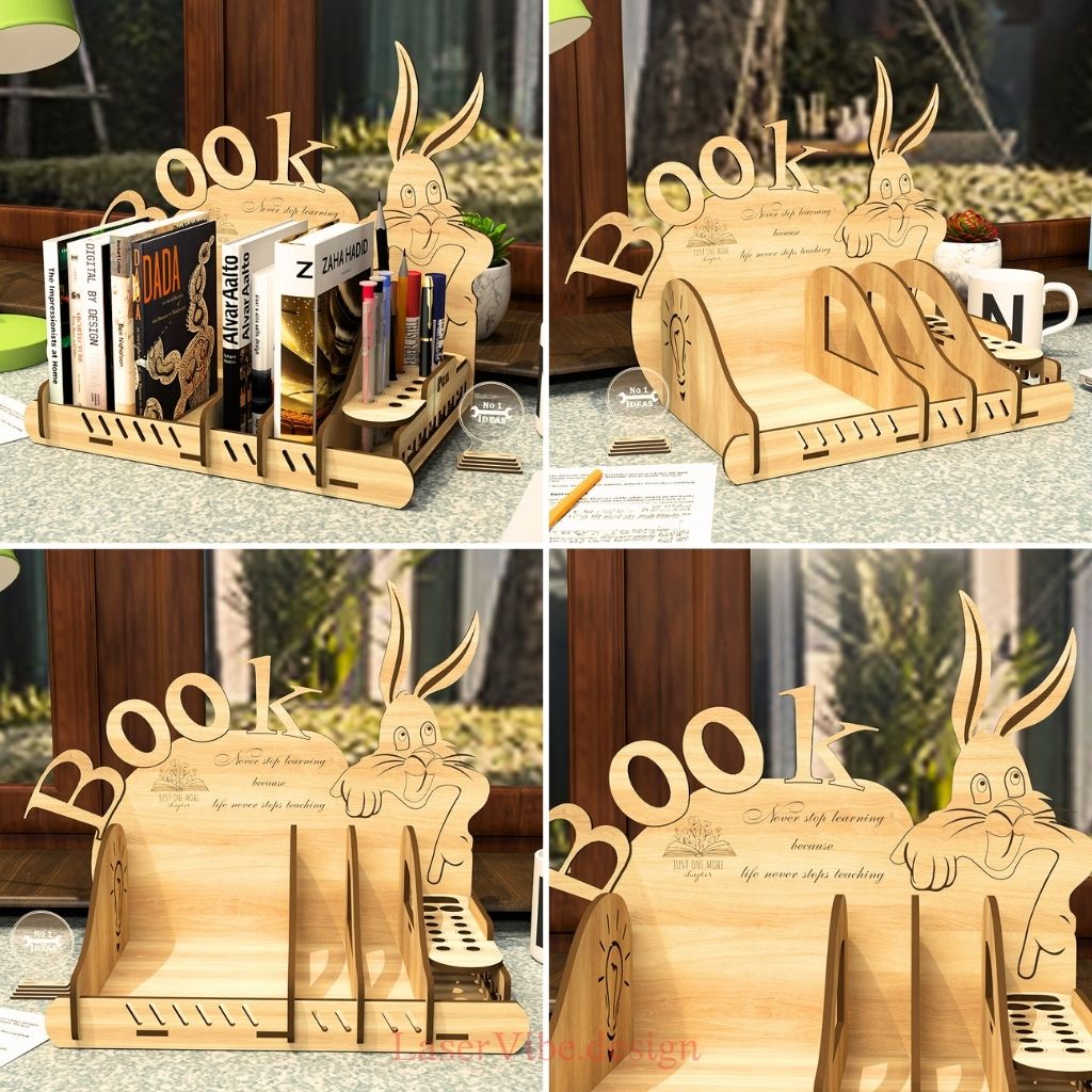 Giá đựng sách để bàn họa tiết con thỏ