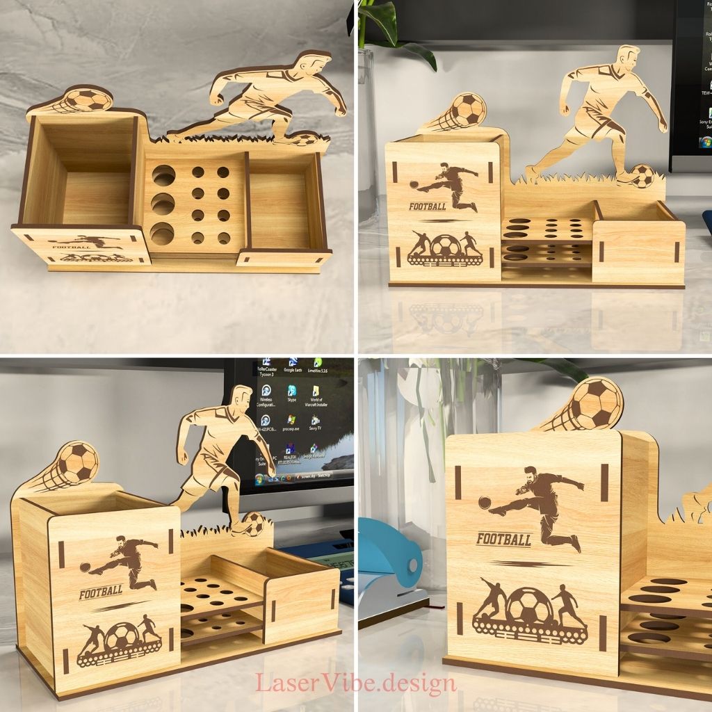 Kệ đựng bút chủ đề cầu thủ nam đá bóng