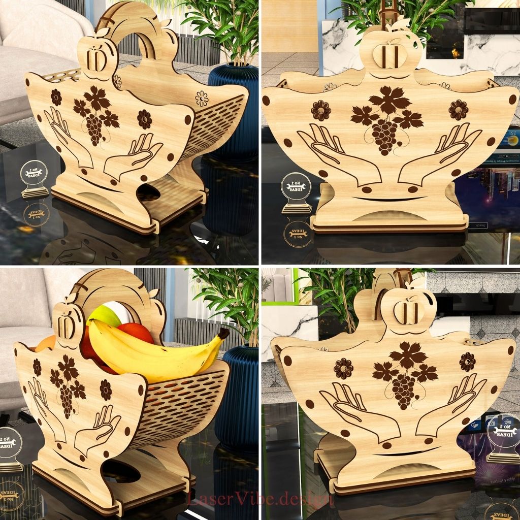 Giá đựng trái cây gỗ hình bàn tay nâng đỡ