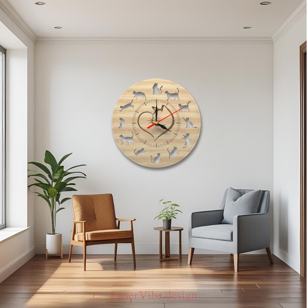 Đồng hồ treo tường chủ đề mèo