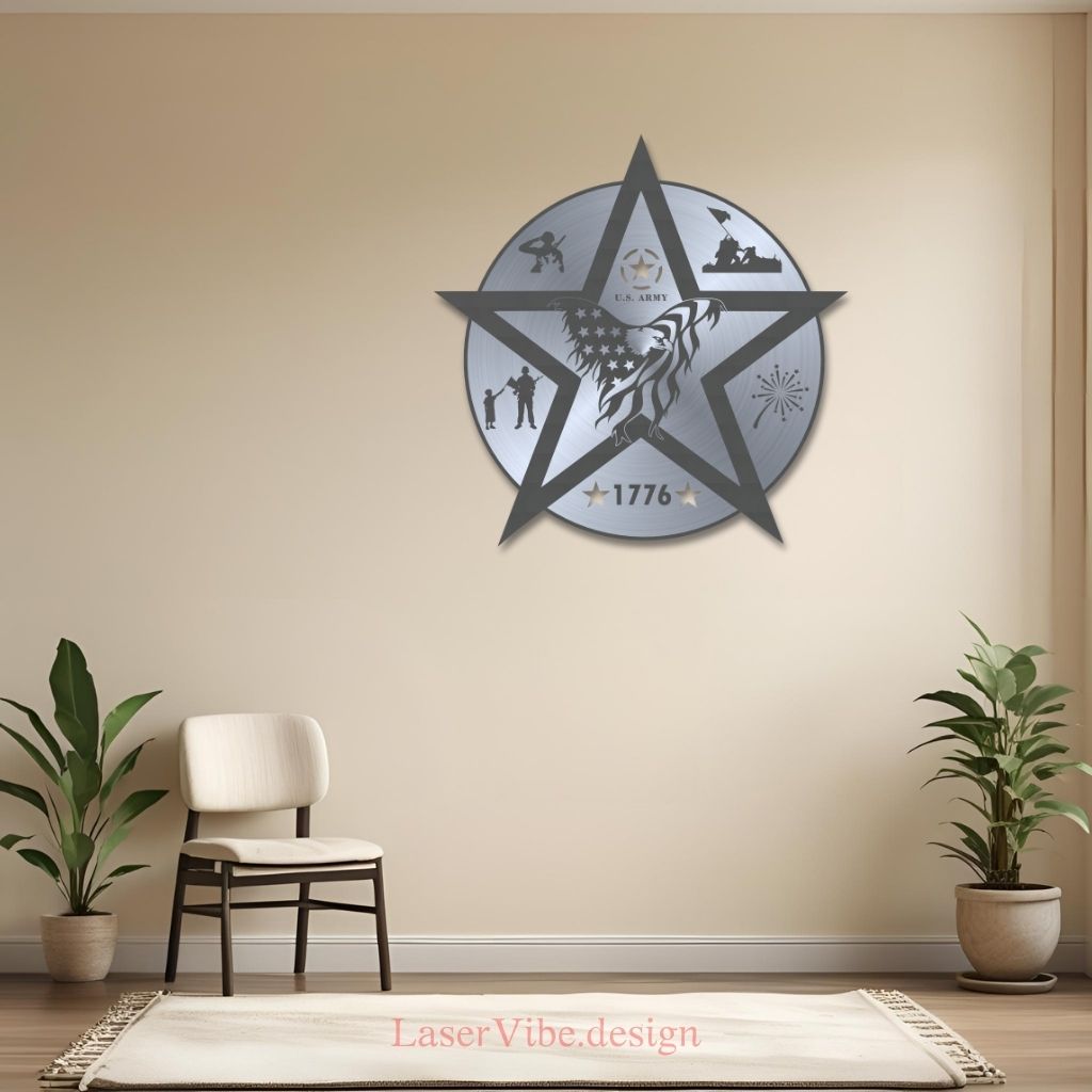 Đồng hồ treo tường hình ngôi sao 5 cánh chủ đề US