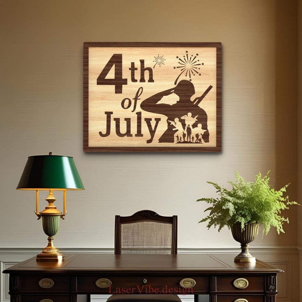 Tranh gỗ treo tường kỷ niệm "4th of July"