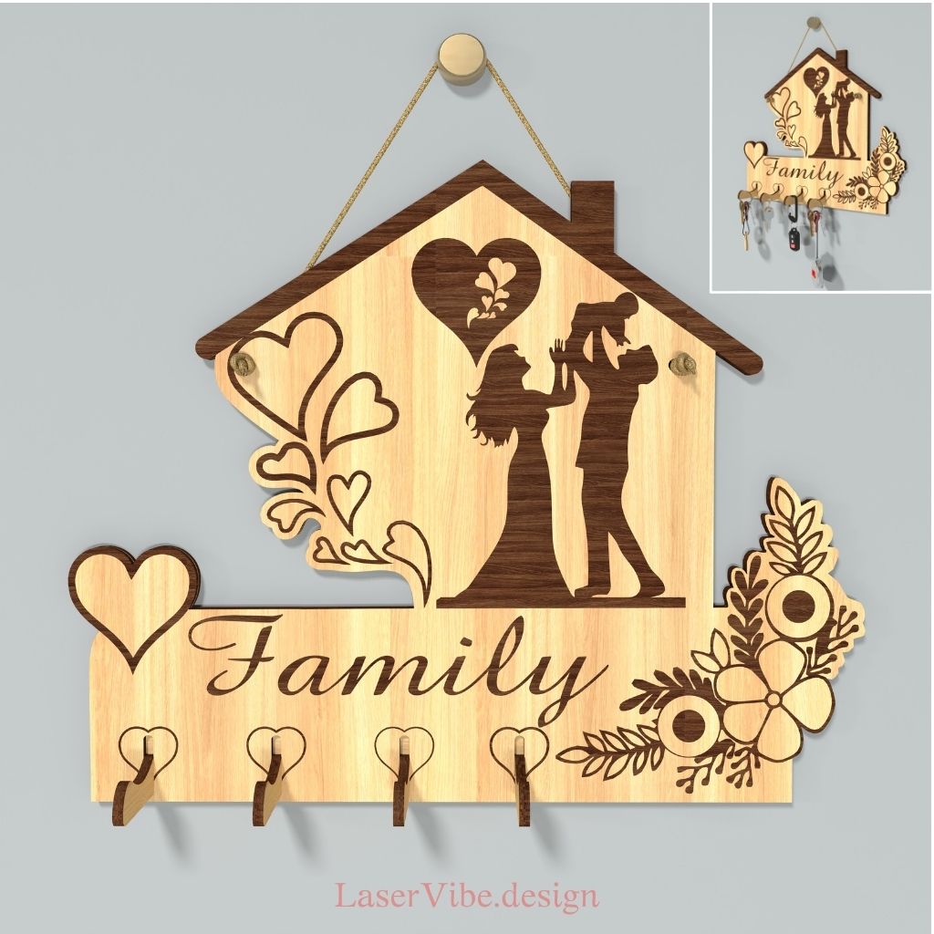 Kệ treo chìa khóa "Family" hình ngôi nhà hạnh phúc