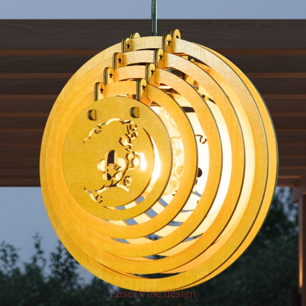 Đèn thả trần gỗ vòng tròn