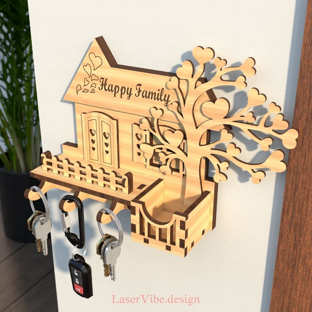 Kệ treo chìa khóa gắn tường hình ngôi nhà