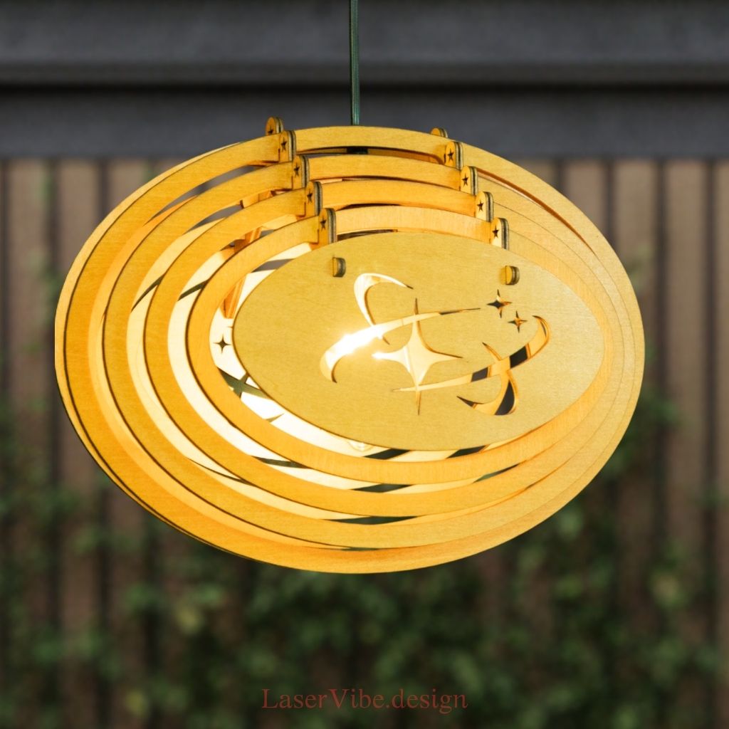 Đèn thả trần gỗ hình Oval