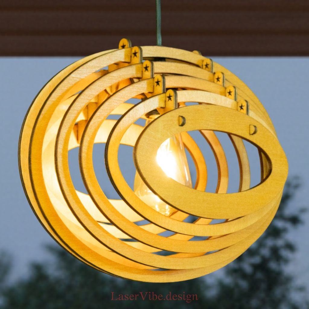 Đèn thả trần gỗ Oval tối giản