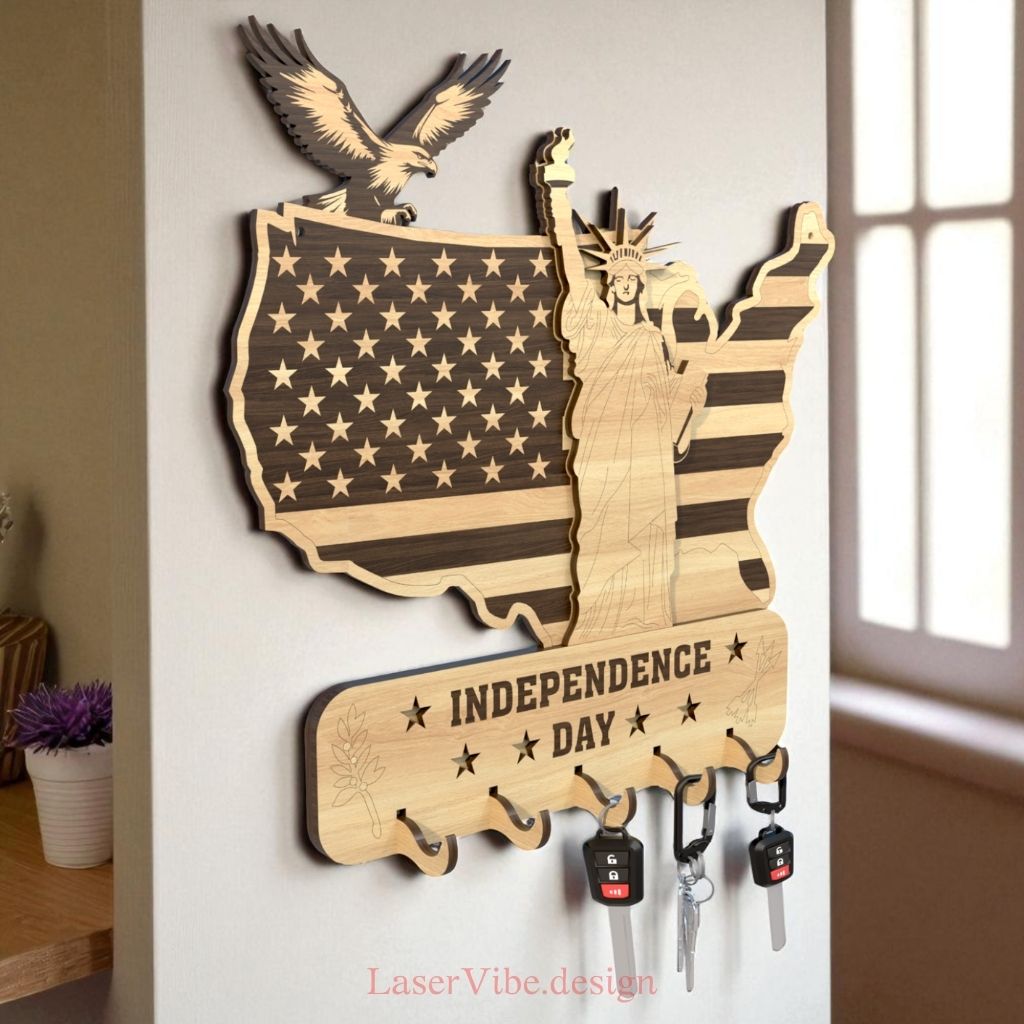 Kệ treo chìa khóa hình bản đồ Mỹ và Nữ thần Tự do