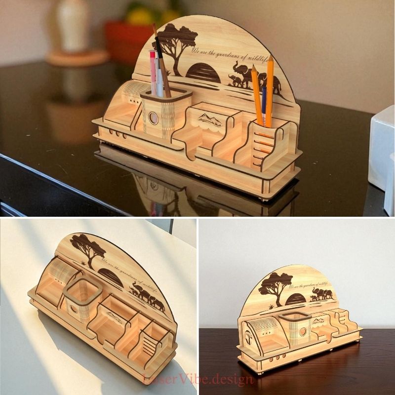 Kệ bút đa năng tích hợp tranh phong cảnh